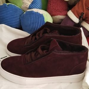 Via Spiga women Purplish suede. shearing High-Top Sneaker Real Fur us7.5